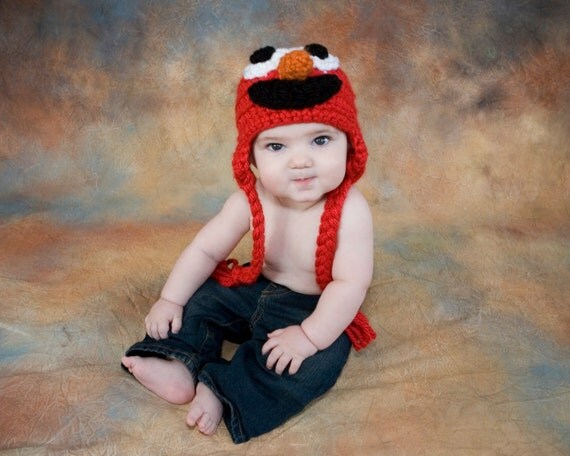 elmo crochet hat pattern Baby Hat Toboggan, Sesame Elmo gifts, Beanie Crochet Street, Pattern,