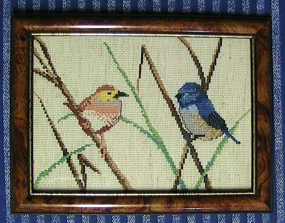 Cross Stitch Birds Picture (Framed)