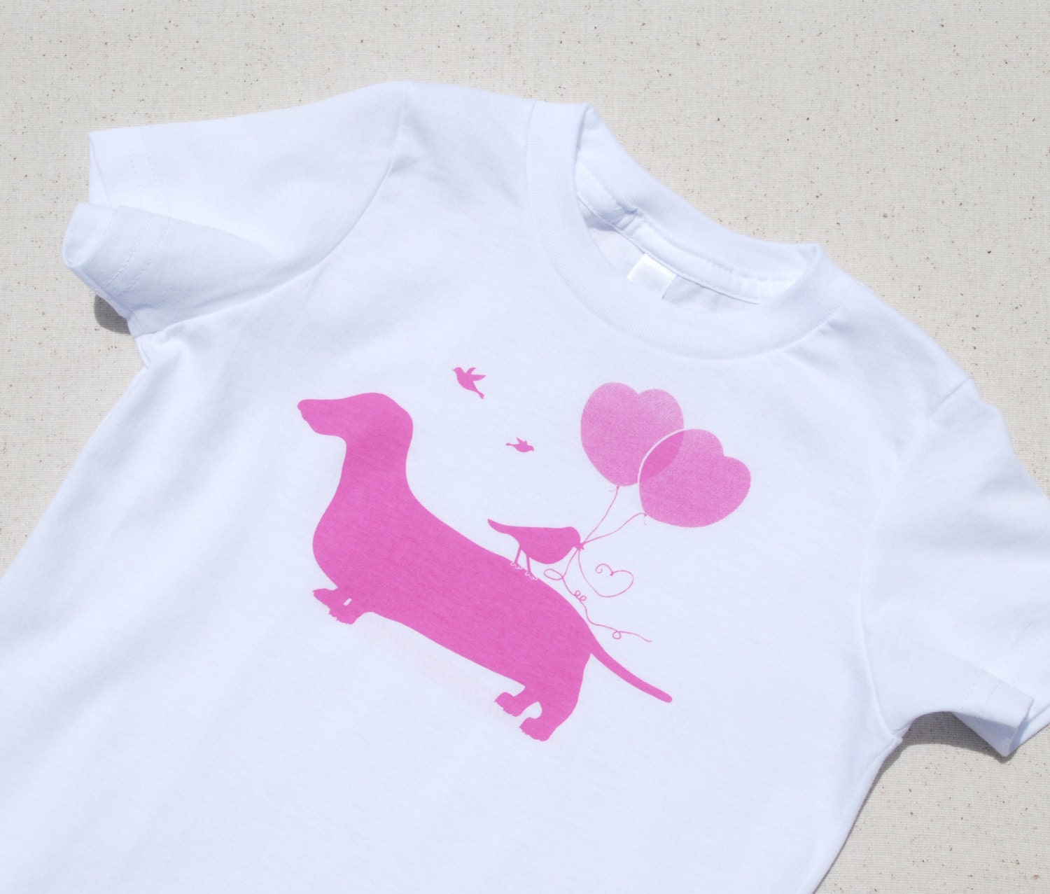 Dachshund Love Kid's Tshirt Pink 2T 4T 6T by LionandLambTees