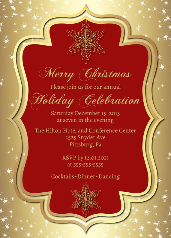 Gold Christmas Party Invitation-Prinbtable christmas