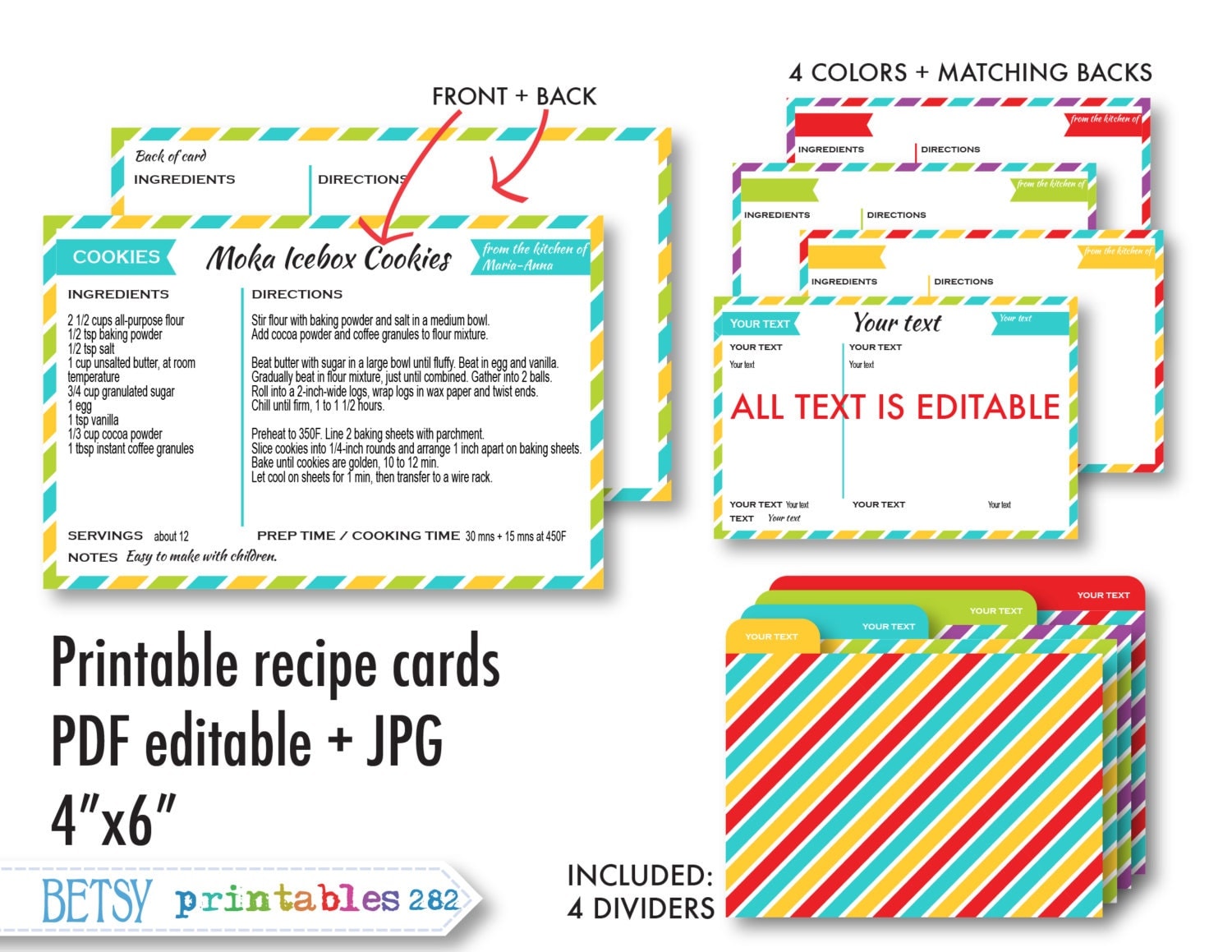 free editable recipe card templates 4x6