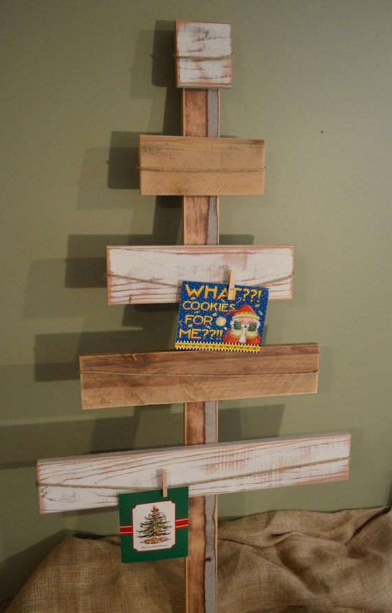 Reclaimed wood Christmas tree Christmas card holder