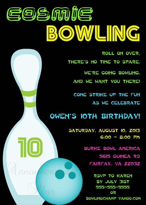 Cosmic Bowling Party Invitations 5