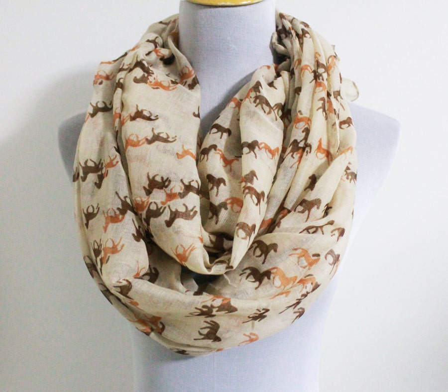 Horse Scarf Women Scarf with Mini Horse Print by Dailyaccessoriez