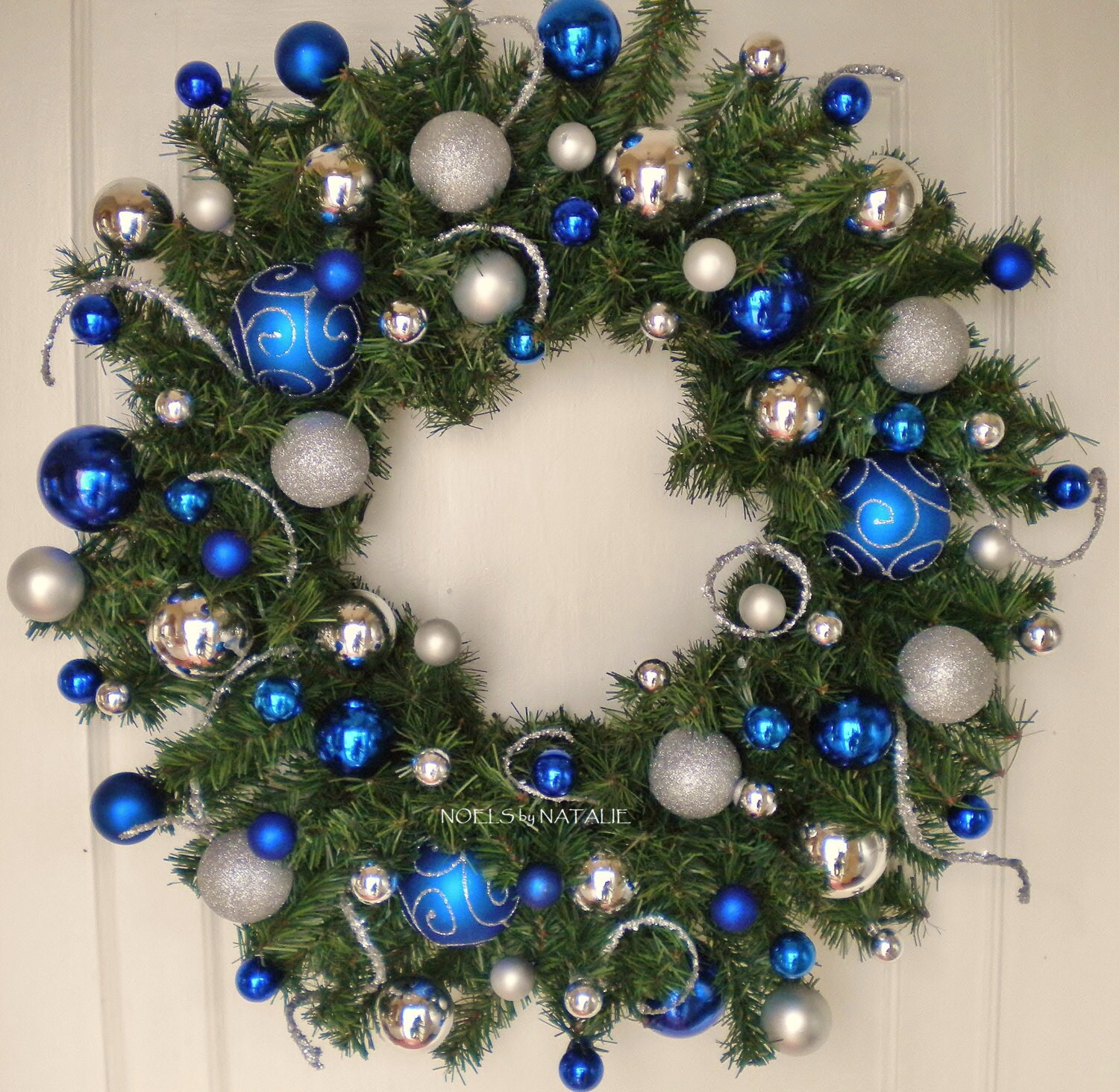 24" Blue and Silver Wreath