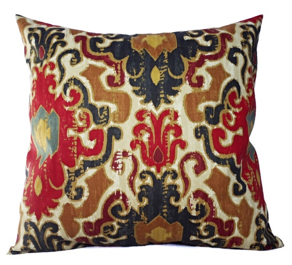 Two Decorative Pillow Covers Navy Red Cream by CastawayCoveDecor