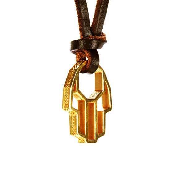 Mens Necklace Hamsa Pendant 18K Gold Plated Brass & by PerePaix