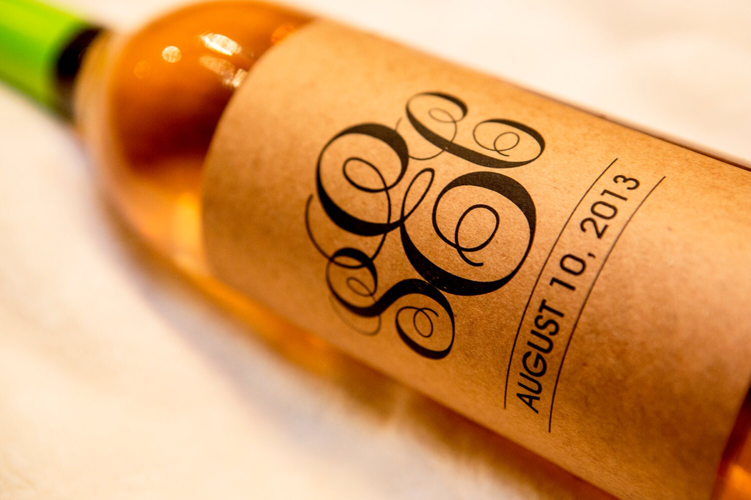 Custom Monogram Kraft Wine Bottle Label Qty 1