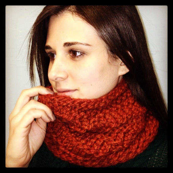 Items similar to Unisex Snood Scarf, Burnt Orange Infinity Cowl for ...