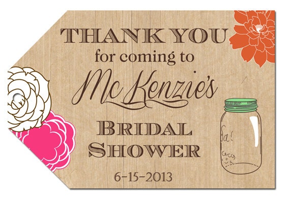 Mason Jar Floral Bright Summer Shower Favor Tags- Printable Il_570xn