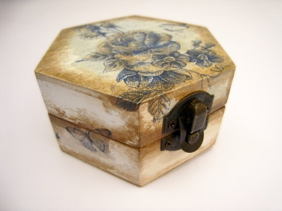 Blue Rose Jewelry Box - Cottage Chic Shabby Chic - For mom Mother in law Il_570xn