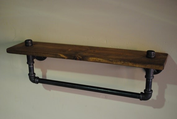 30" Industrial shelf, plumbing pipe repurposed industrial decor