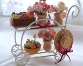 Miniature Wire Flower Cart - Miniature furniture for doll house - StillVintage