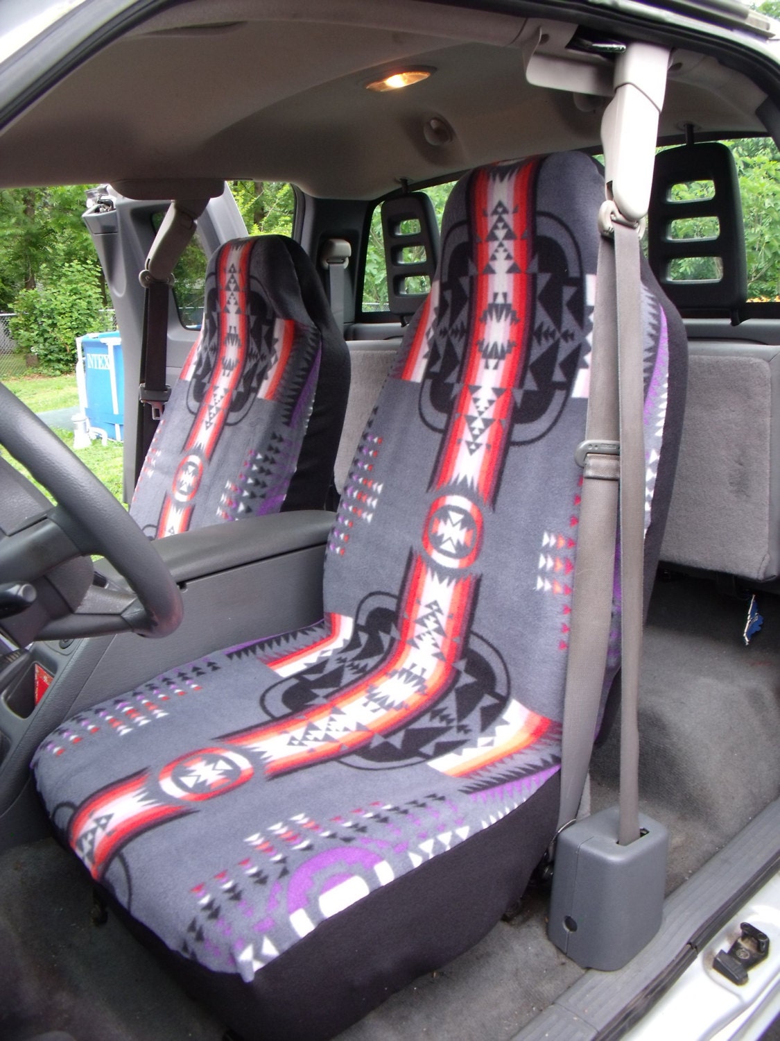 1 Set of Tribal Print Car Seat Covers and the steering wheel