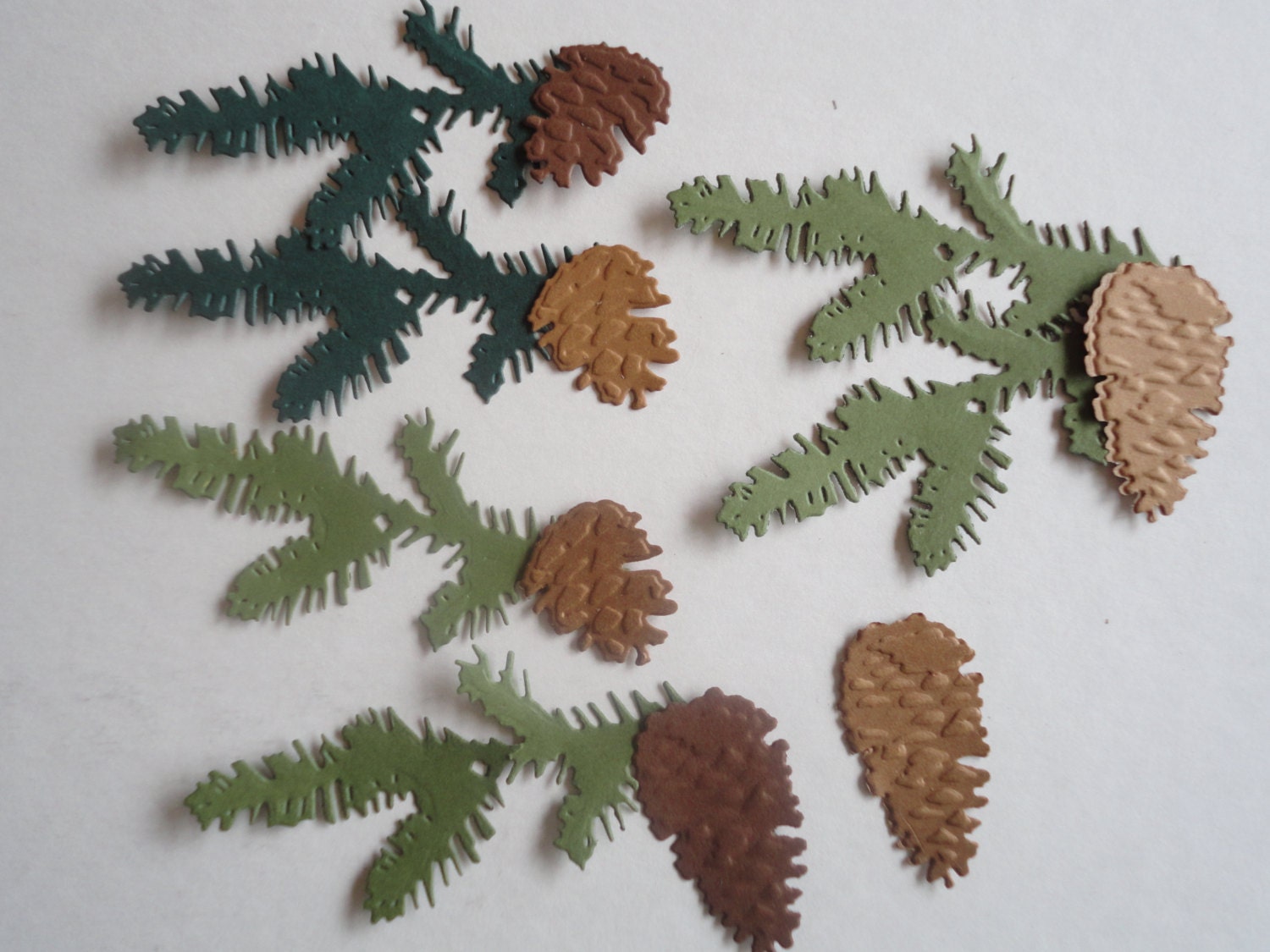 6 Sets of Die Cut Pine Branches with Pine Cones by rockymtncards