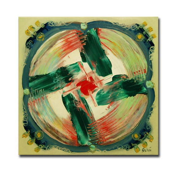 ORIGINAL mandala painting spiritual art meditation art mandala art blue green red