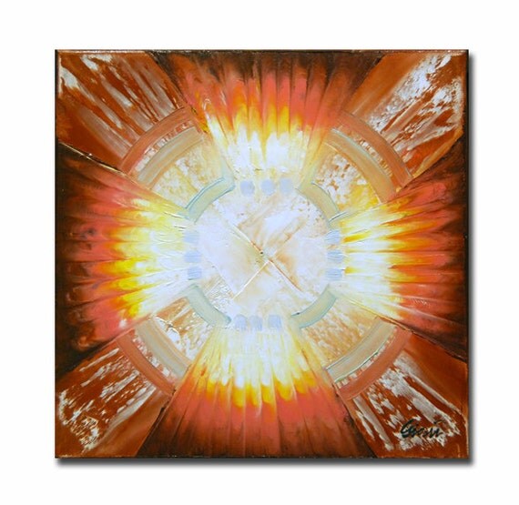 ORIGINAL mandala painting spiritual art meditation art mandala art circle orange brown