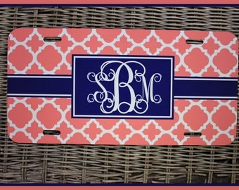 Personalized Monogrammed License Plate Car Tag, Monogram License Plate, Personalized License Plate, Monogram Car Tag