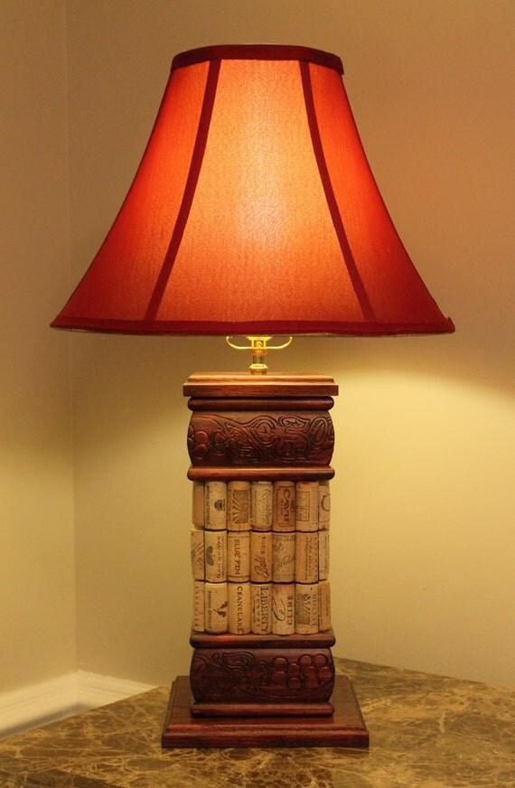 Items similar to CLEARANCE / Table Lamp / Grapevine and Wine Cork / Red