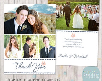 Wedding Thank You Card - Photoshop template - AW009 - INSTANT DOWNLOAD