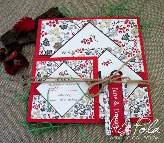 SAMPLE, Wedding Invitation Set, Christmas Wedding