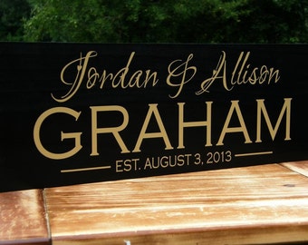 Personalized Family name sign, Family Established Sign with date, wedding gifts ideas, Custom family signs, parents anniversary, engagement
