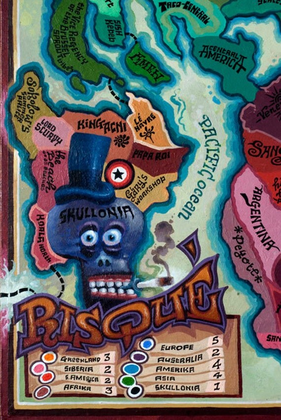 Items similar to Board Game Art Risk Risque Custom Risk Board