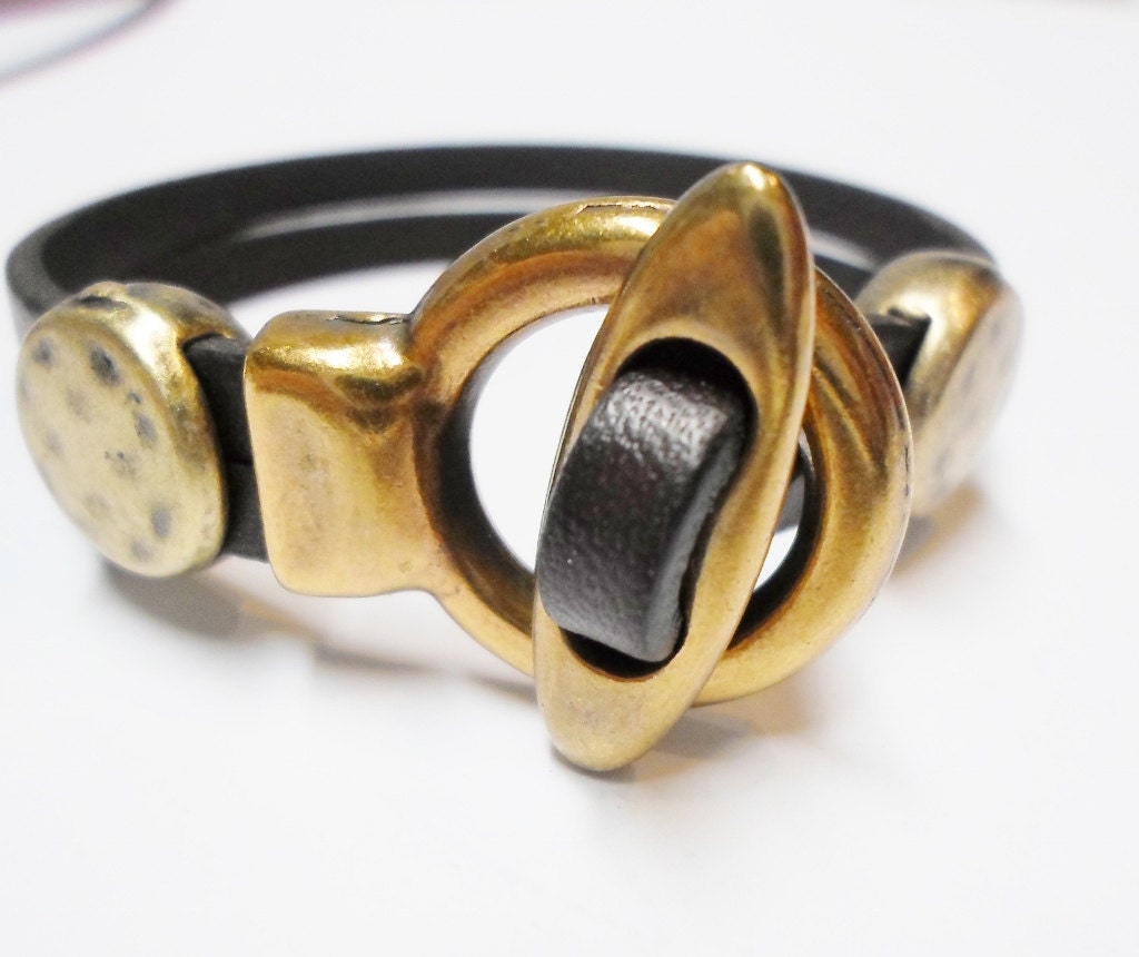 Brass Toggle Clasp Focal Leather Bracelet Findings