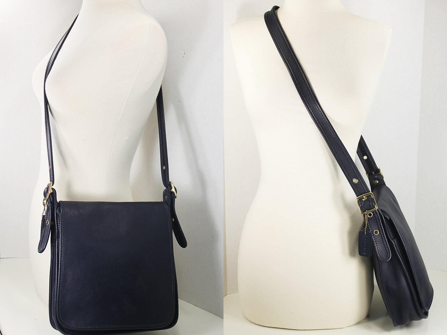 coach navy blue messenger bag