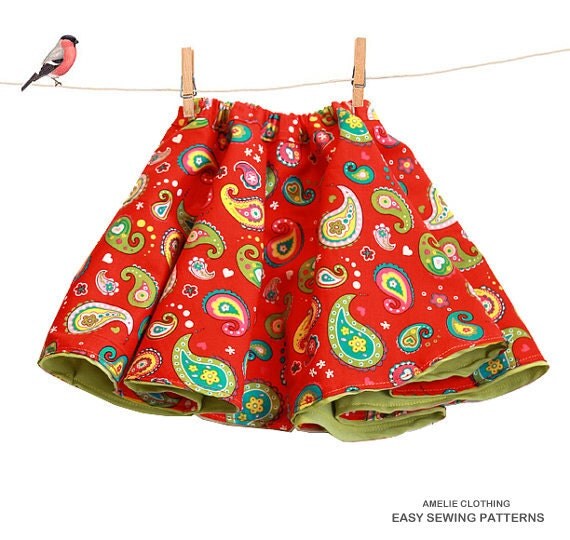 sewing tutorial viscose reversible ebook pdf skirt pattern skirt Girls tutorial