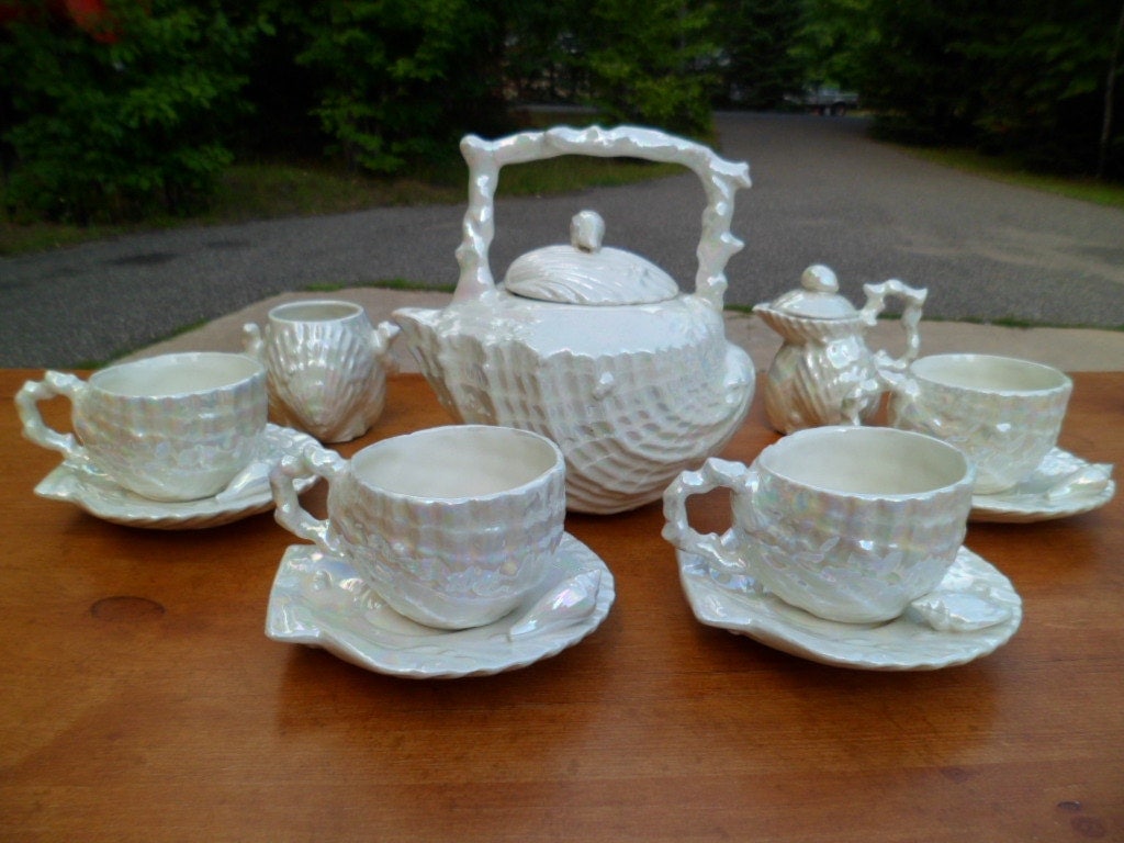 Handmade Ceramic Tea Set Service for 6