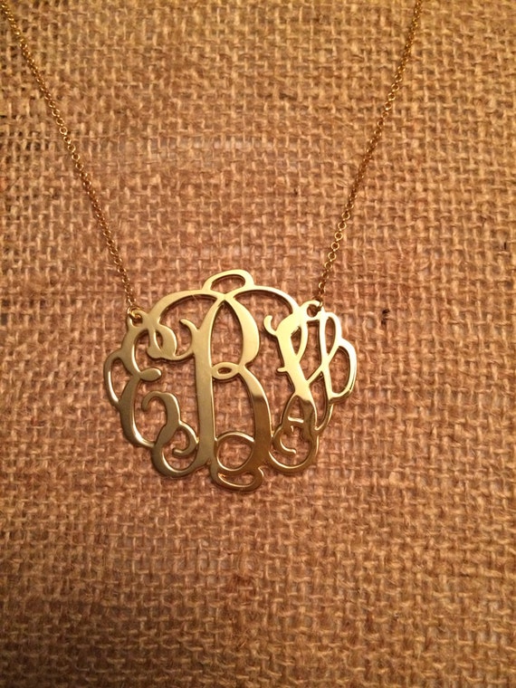 Extra Large Gold Monogram Necklace by RMMonograms on Etsy