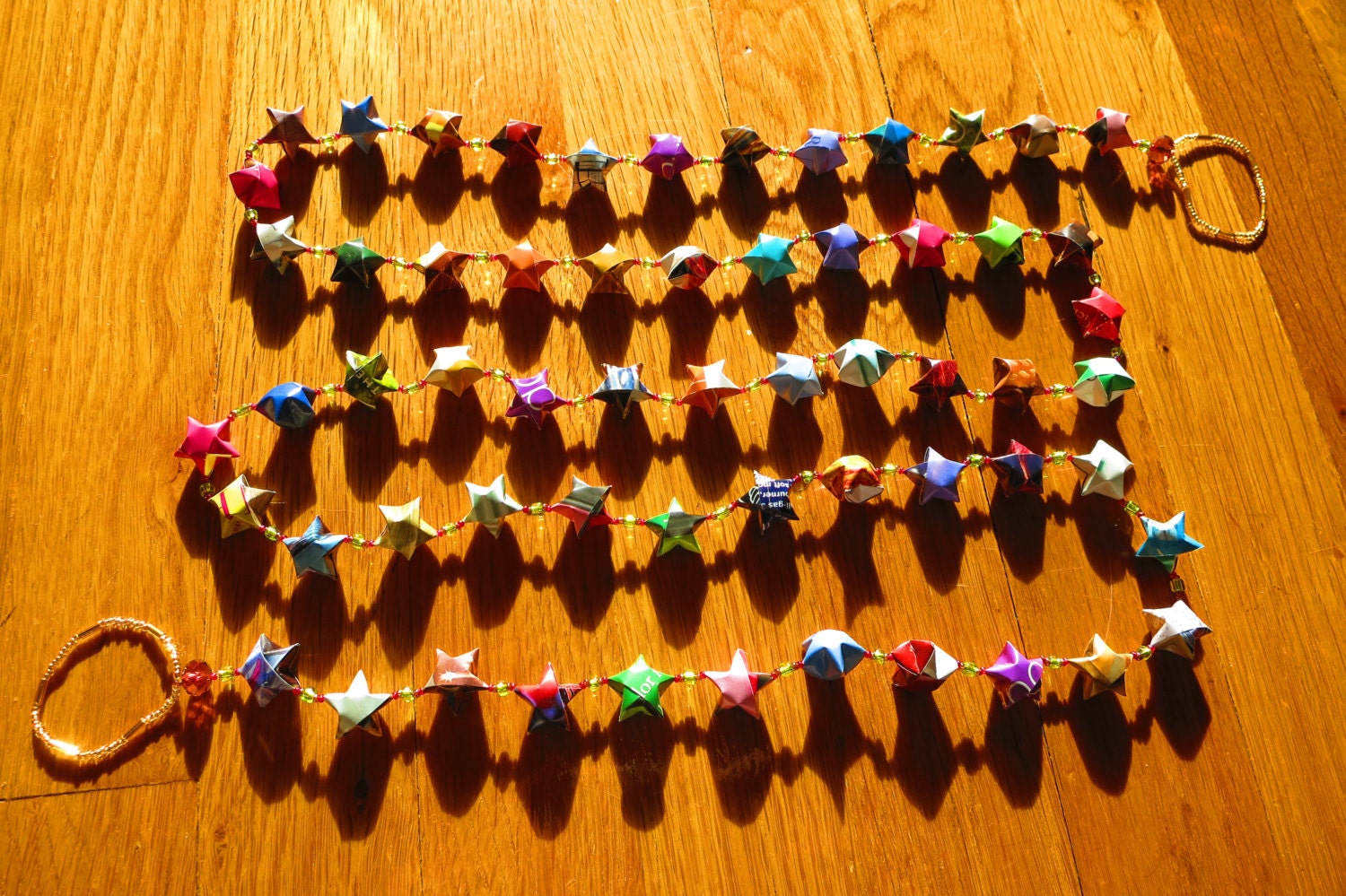 Upcycled Origami Star Garland, Handmade