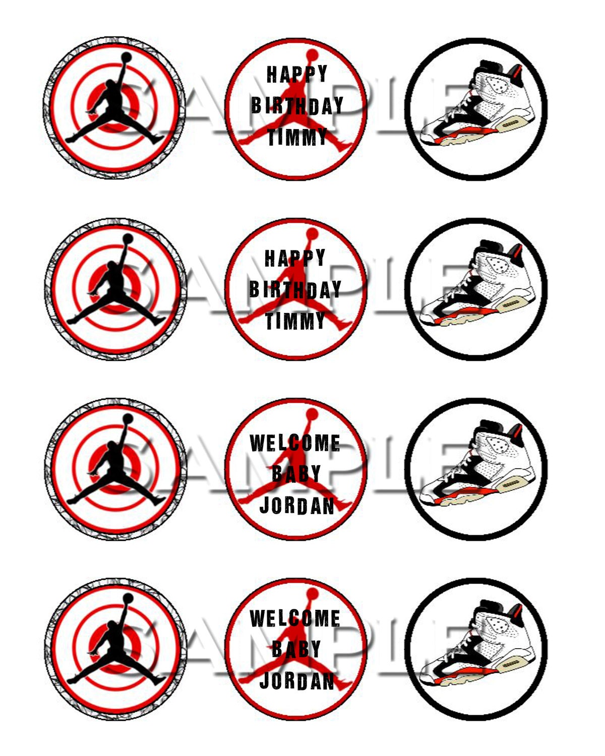 Jordan Edible Cupcake Toppers