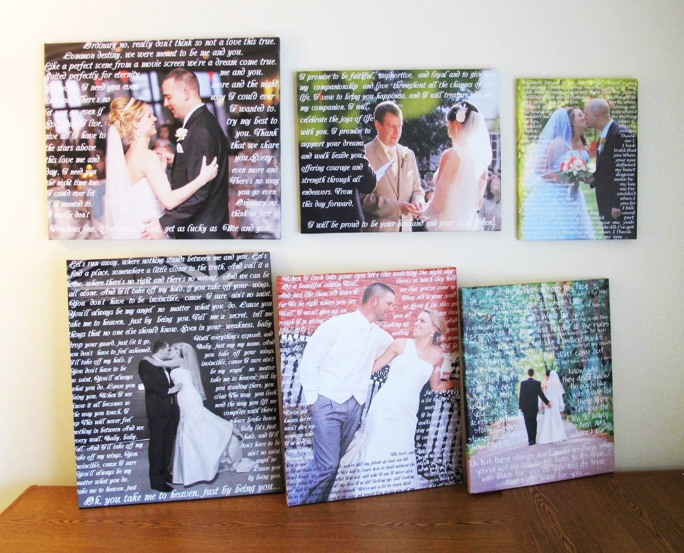 Wedding custom photo canvas print with words by occanvasstudio