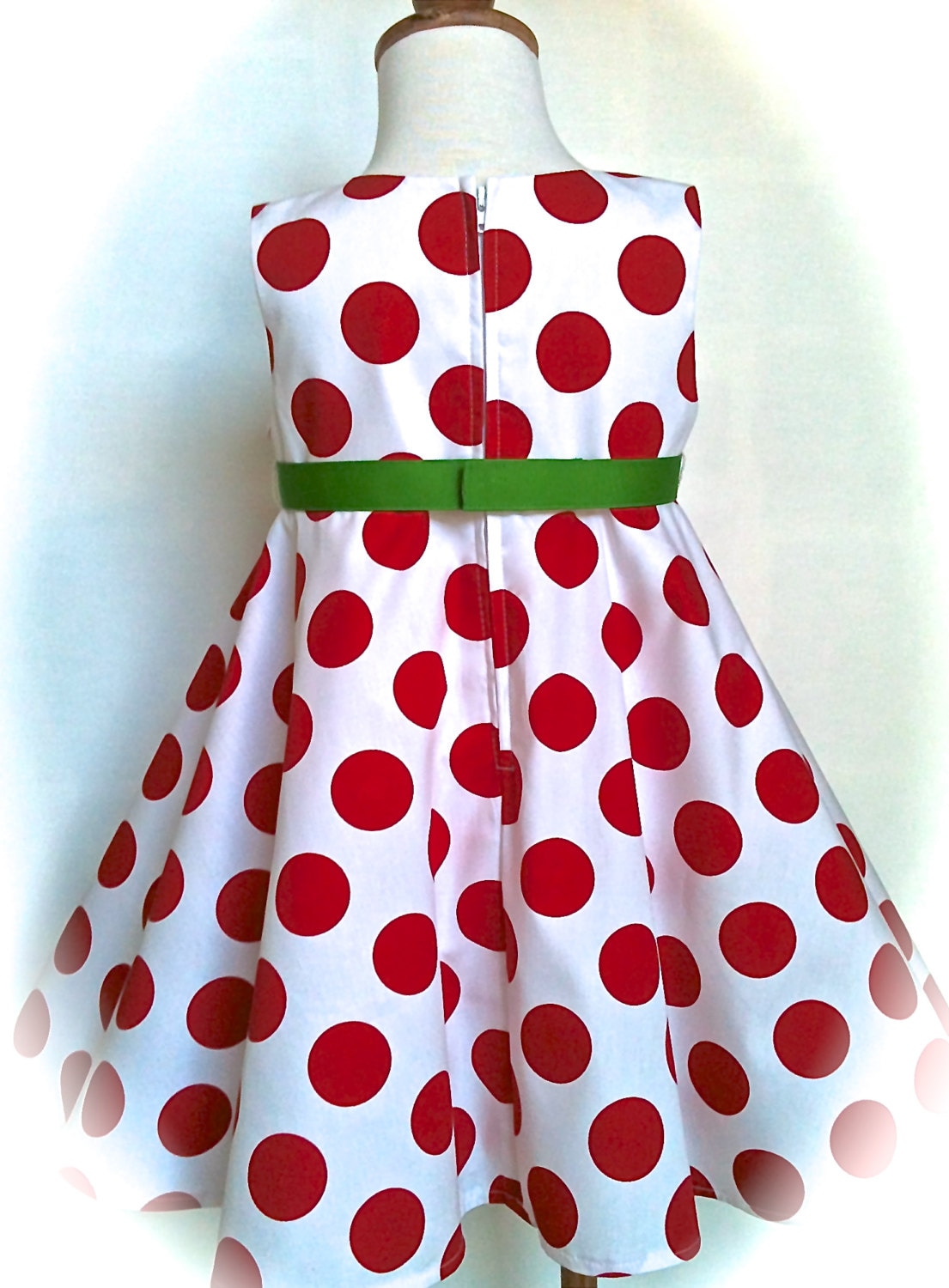Toddlers Christmas Dress Red and White Polka Dots Sizes 2T
