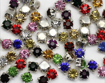 6mm SS30 Crystal Sew On Diamante Rhinestones Rose Montees - 25 Pieces