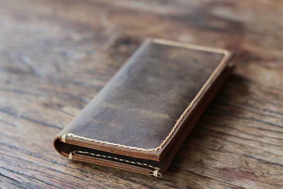 Rustic Leather Wallet Style Mens Distressed Leather by JooJoobs