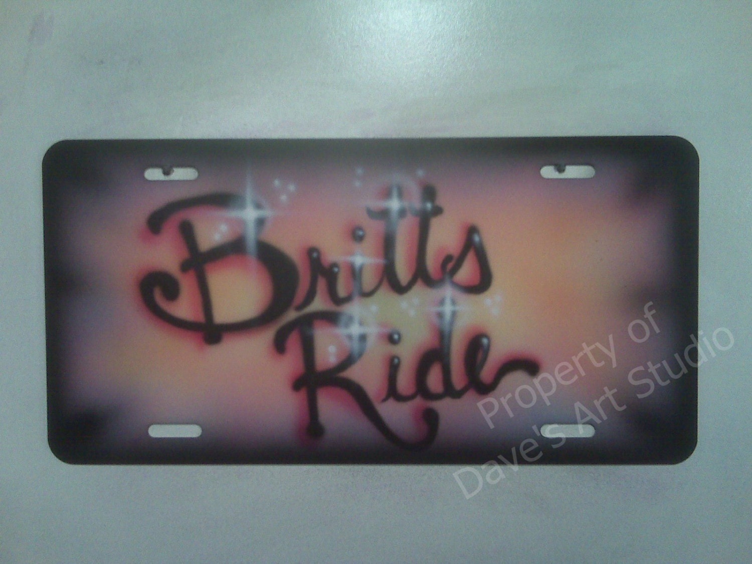 Custom airbrushed personalized license plate