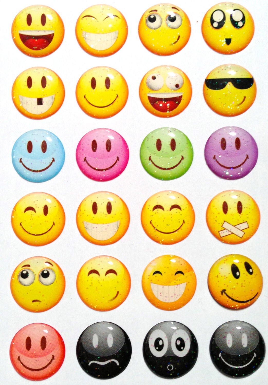 Emoticon Faces Glitter 24 Pieces 3D Semicircular iPhone