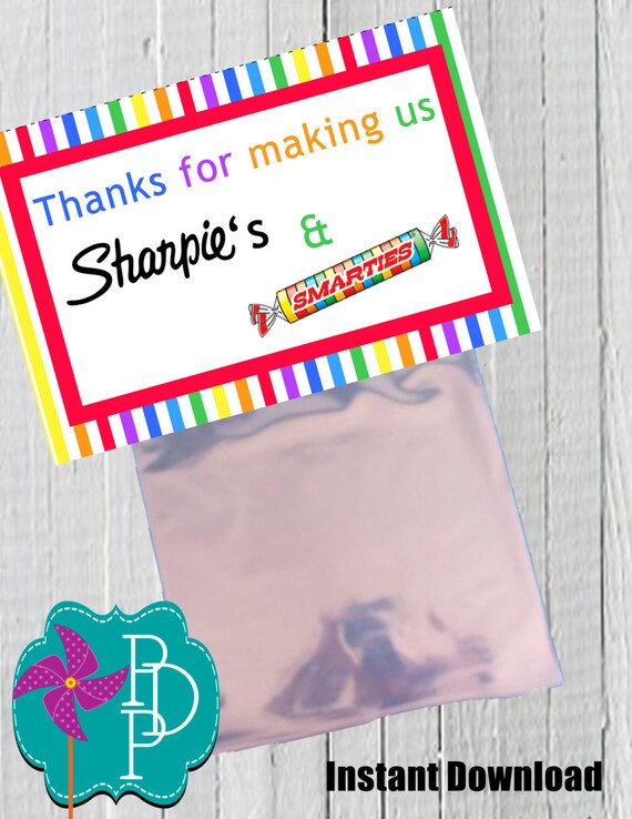 teacher appreciation sharpie and smartie goodie bag
