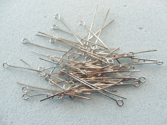 50 eye pins 35mm antique silver tone 0.8mm thick by trcharms