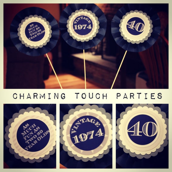 40th Birthday party decor / Centerpiece by by CharmingTouchParties