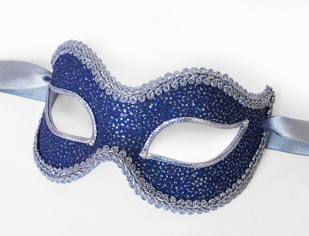 Blue And Silver Glitter Masquerade Mask Style