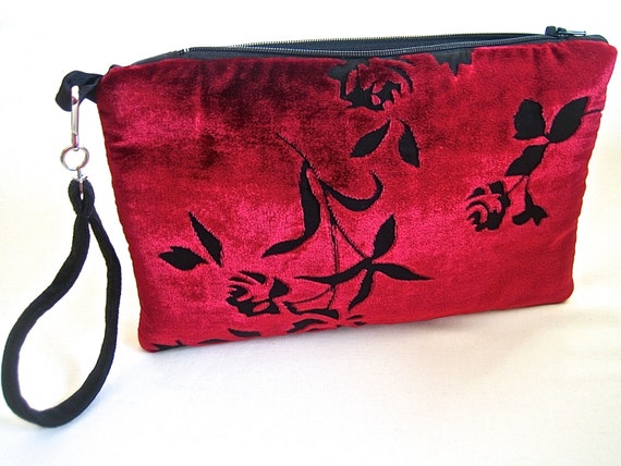 red velvet clutch purse