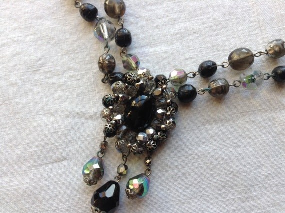 West Germany Vintage Costume Jewelry Necklace with Black