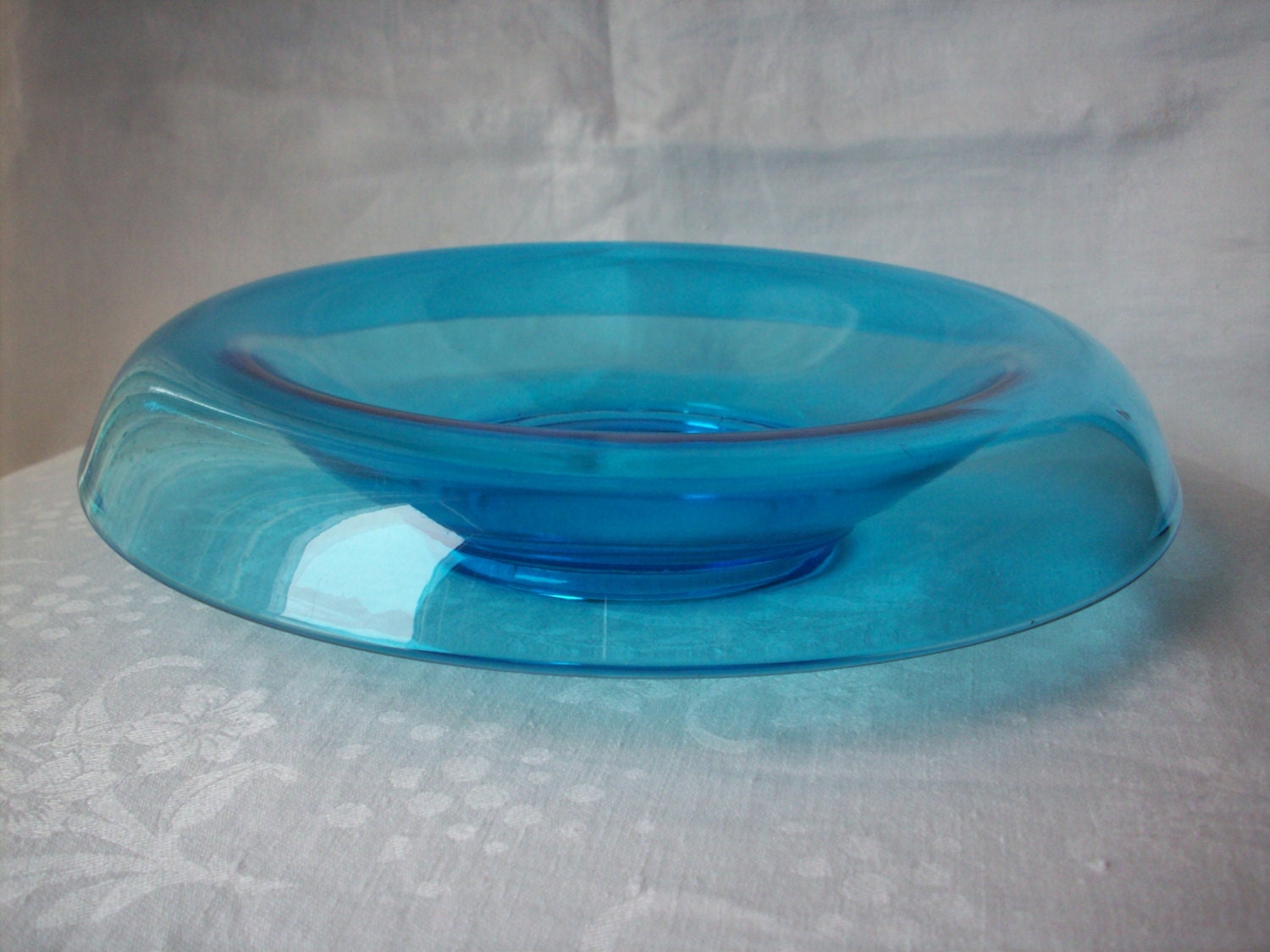 Vintage Blue Console Bowl with Rolled Edge Beautiful