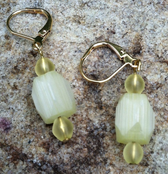 Items similar to Pale Yellow Dangle Earrings on Etsy