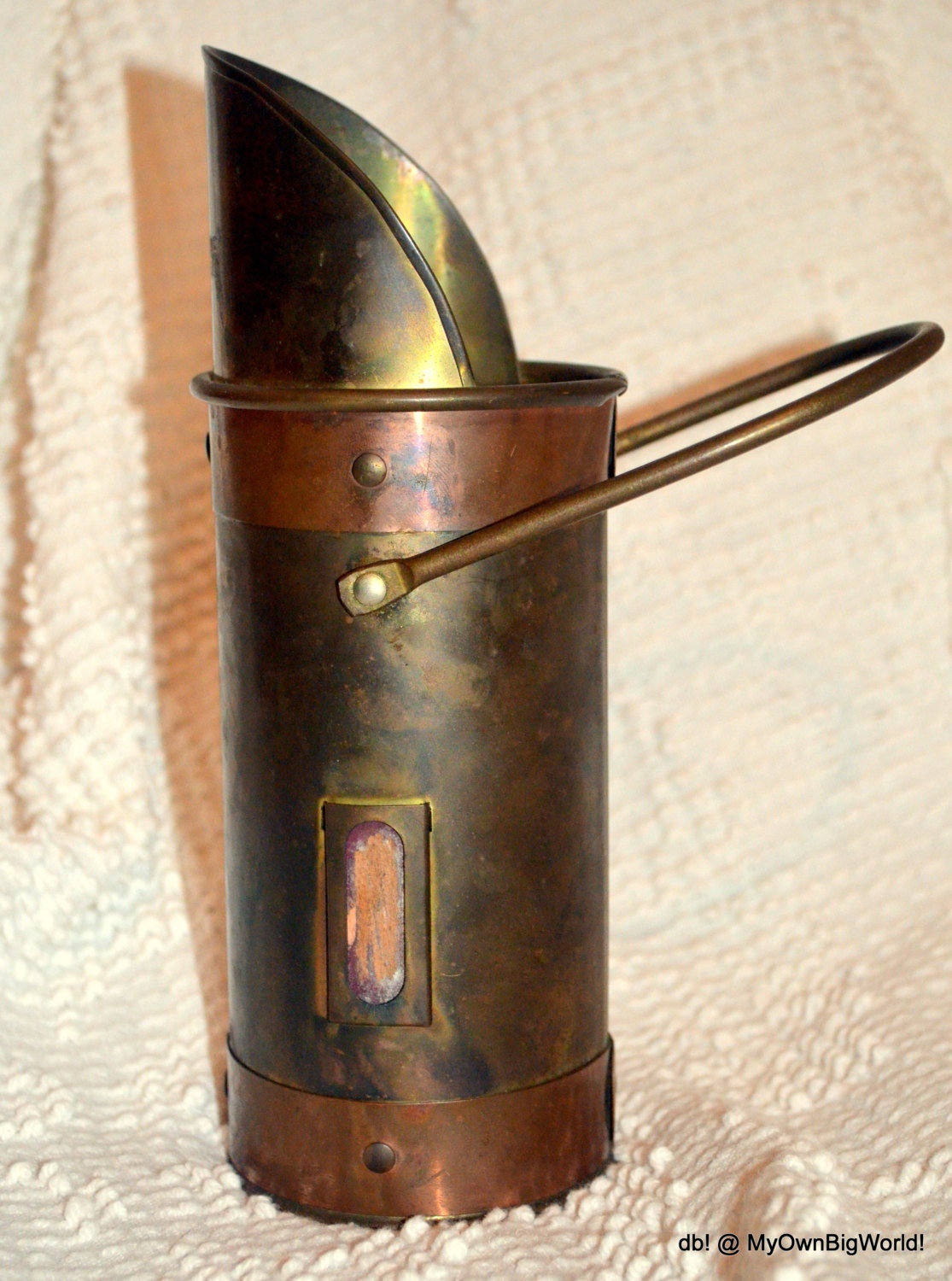 Vintage Brass & Copper Long Match Holder by OurOwnBigWorld on Etsy