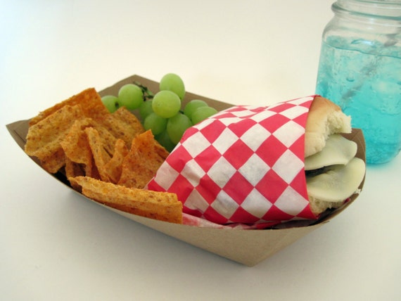 Paper Food Trays, 25 Large 3# lbs Kraft Paper Food Tray, Snack Box, Concession supplies, Paper Party Plates, food boxes, wedding kraft tray Il_570xn
